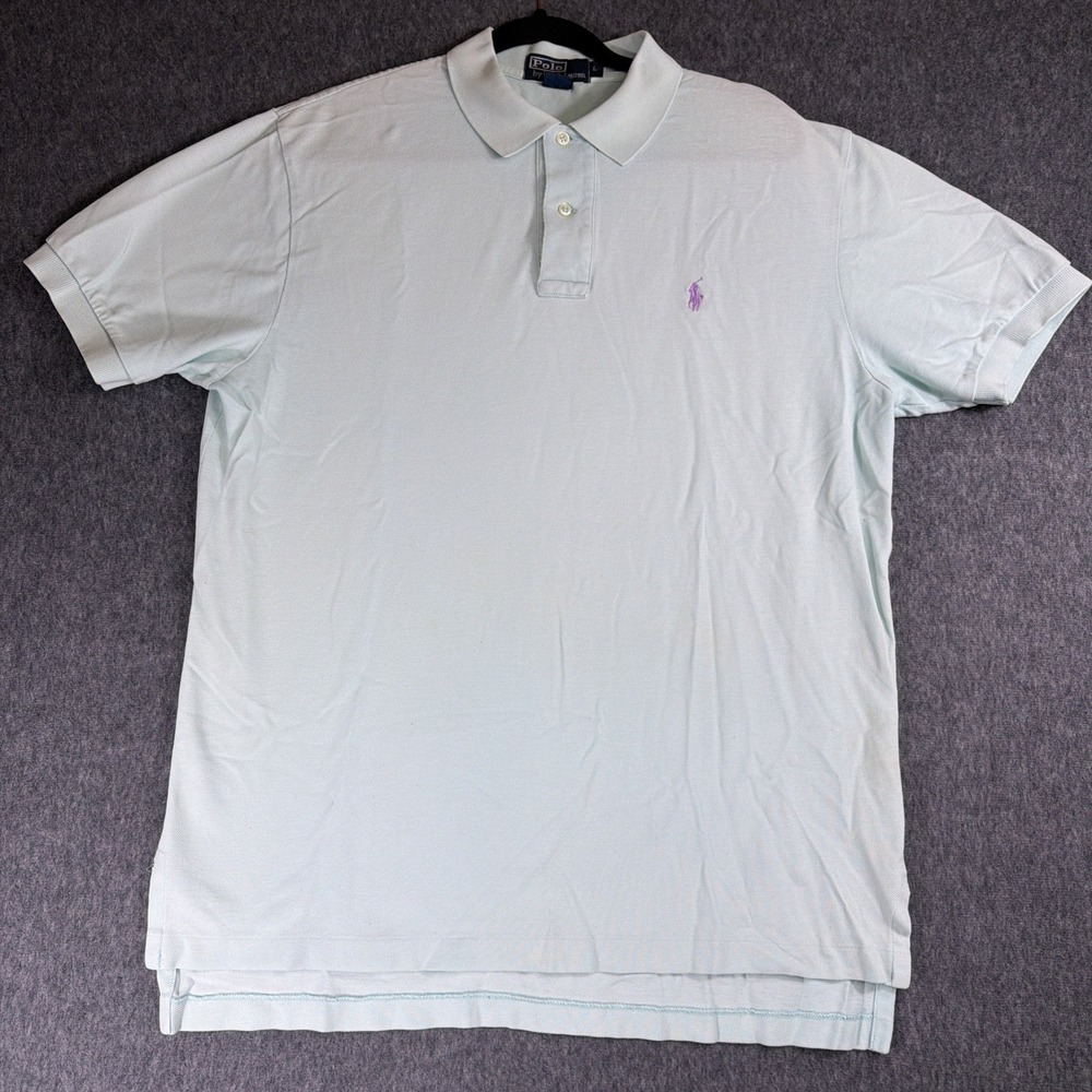 Polo Ralph Lauren Shirt Men's L Teal Polo Shirt Y2K Preppy